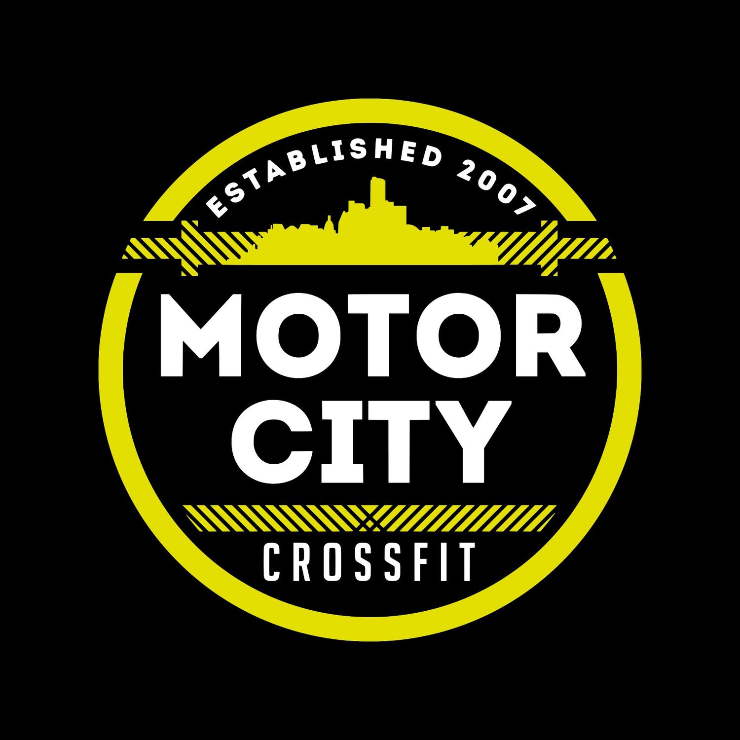 Motor City Crossfit Logo in Gold and White.